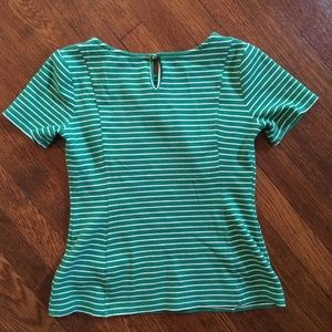 Banana Republic Green White Striped Keyhole Back